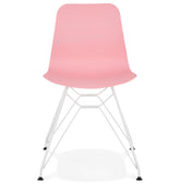 Moderne stoel 'GAUDY' roze met onderstel van wit metaal